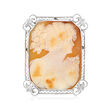 C. 1950 Vintage Brown Shell Cameo Pin/Pendant in 14kt White Gold