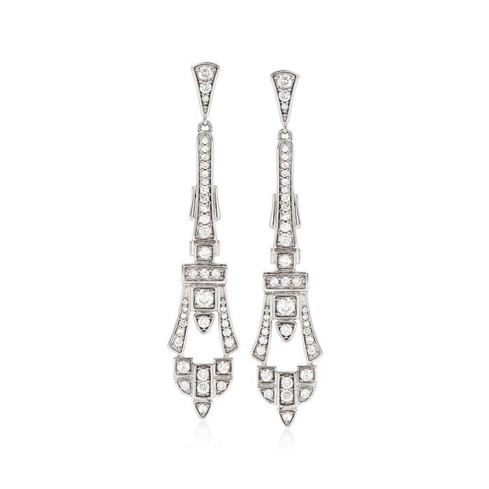 1.50 ct. t.w. Diamond Vintage-Style Drop Earrings in 14kt White Gold