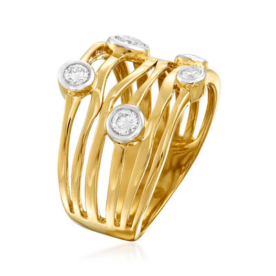 .50 ct. t.w. Bezel-Set Diamond Highway Ring in 14kt Yellow Gold