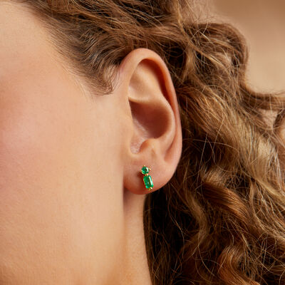 .70 ct. t.w. Emerald Earrings in 14kt Yellow Gold