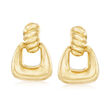 Italian Andiamo 14kt Yellow Gold Ribbed Top Doorknocker Earrings