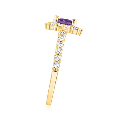 .80 Carat Amethyst Ring with .65 ct. t.w. Diamonds in 14kt Yellow Gold