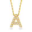 Diamond-Accented Initial Necklace in 14kt Yellow Gold 16-inch  (A)