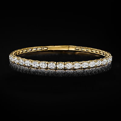 5.00 ct. t.w. Oval Lab-Grown Diamond Flexible Bangle Bracelet in 14kt Yellow Gold