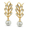 1.5-6.5mm Cultured Pearl Leaf Drop Earrings in 14kt Yellow Gold