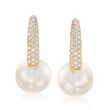 Mikimoto's &quot;Classic&quot; 8mm Akoya Pearl and .26 ct. t.w. Diamond Hoop Earrings in 18kt Gold
