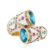 Multicolored Crystal and White Enamel Bypass Ring