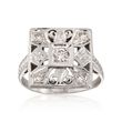 C. 1950 Vintage .25 ct. t.w. Diamond Square-Top Ring in 14kt White Gold