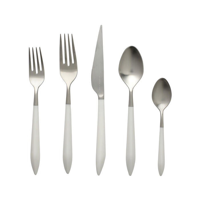 Vietri &quot;Ares Argento&quot; White 5-pc. 18/10 Stainless Steel Place Setting from Italy