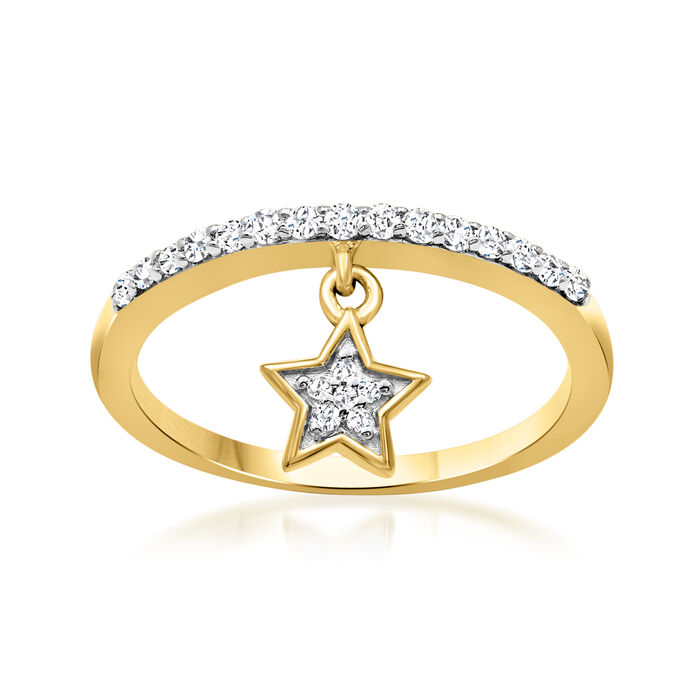 .20 ct. t.w. Diamond Star Charm Ring in 18kt Gold Over Sterling
