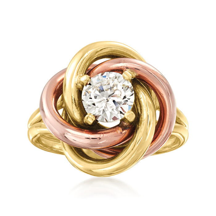 C. 1980 Vintage .91 Carat Diamond Knot Ring in 14kt Two-Tone Gold