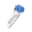 .80 ct. t.w. Sapphire and .21 ct. t.w. Diamond Flower Ring in 14kt White Gold