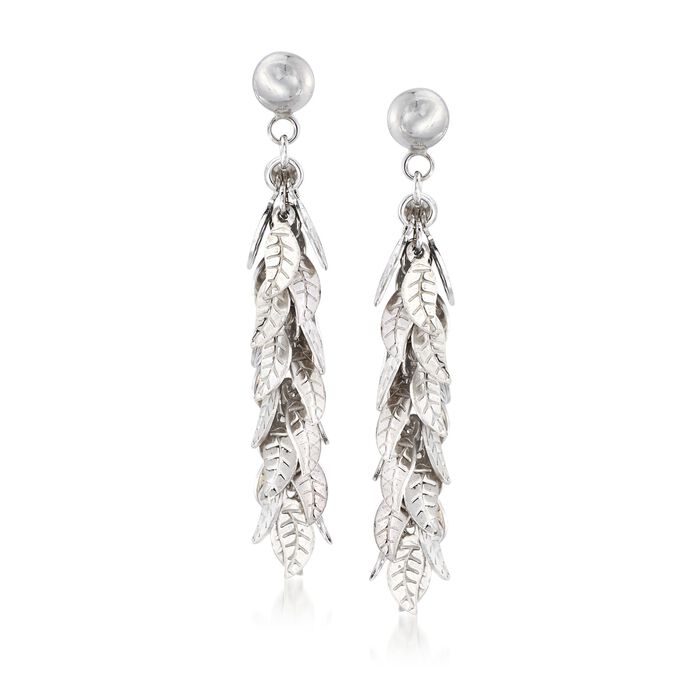 Italian Sterling Silver Multi-Leaf Drop Earrings