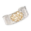 Sterling Silver and 14kt Yellow Gold Filigree Cuff Bracelet