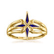 14kt Yellow Gold Star Ring with Blue Enamel