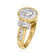 C. 1980 Vintage 1.20 ct. t.w. Baguette and Round Diamond Circular Ring in 14kt Two-Tone Gold