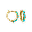 Turquoise Hoop Earrings in 14kt Yellow Gold