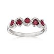 .70 ct. t.w. Ruby and .10 ct. t.w. Diamond Ring in 14kt White Gold