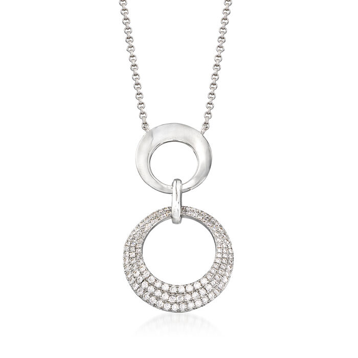 .50 ct. t.w. CZ Interlocking Circle Drop Necklace in Sterling Silver