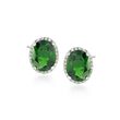 3.50 ct. t.w. Chrome Diopside Stud Earrings With Diamonds in 14kt White Gold