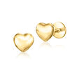 14kt Yellow Gold Heart Flat-Back Stud Earrings