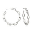 .70 ct. t.w. CZ Paper Clip Link Open-Hoop Earrings in Sterling Silver