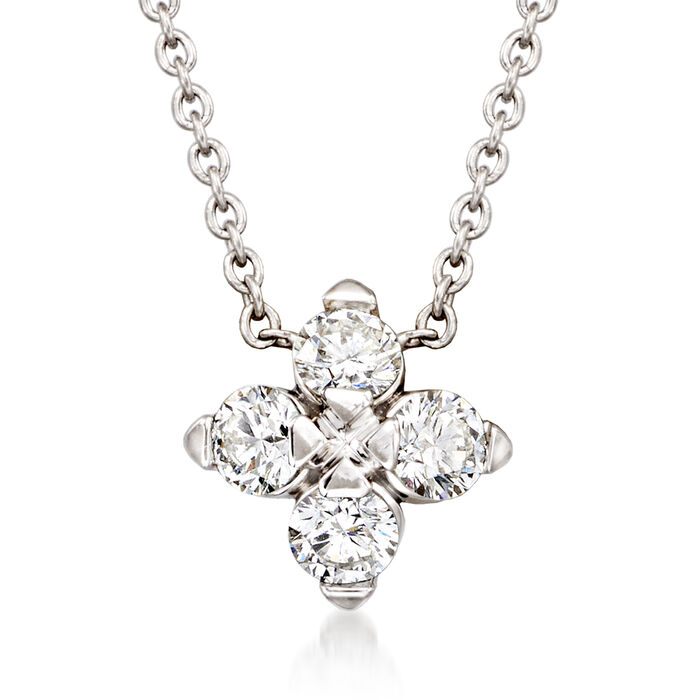 Roberto Coin &quot;Love in Verona&quot; .27 ct. t.w. Diamond Floral Necklace in 18kt White Gold