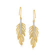 .10 ct. t.w. Diamond Feather Drop Earrings in 18kt Gold Over Sterling