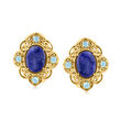 Lapis and .30 ct. t.w. Sky Blue Topaz Earrings in 14kt Yellow Gold