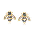 Swarovski Crystal &quot;Magnetic&quot; Bee Stud Earrings in Gold-Plated Metal