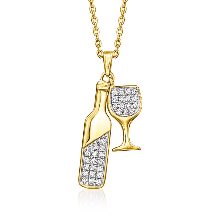 .15 ct. t.w. Diamond Wine Bottle Necklace in 18kt Gold Over Sterling