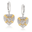 .25 ct. t.w. Diamond Heart Drop Earrings in Sterling Silver and 18kt Gold Over Sterling
