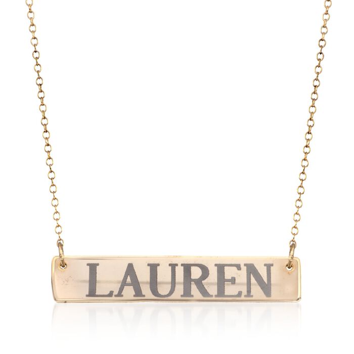 24kt Gold Over Sterling Personalized Name Bar Necklace
