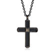 ALOR Men's Black Stainless Steel Cable Cross Necklace