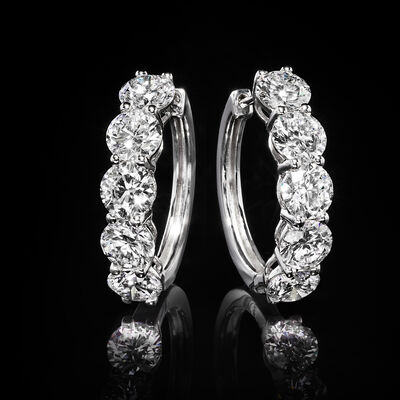 3.00 ct. t.w. Lab-Grown Diamond Five-Stone Hoop Earrings in 14kt White Gold