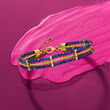 Lapis Bead and Snake-Chain Bracelet in 18kt Gold Over Sterling