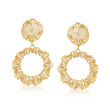 Italian Sterling Silver and 18kt Gold Over Sterling Filigree Open Circle Drop Earrings