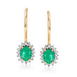 .20 ct. t.w. Emerald Drop Earrings with Diamond Accents in 14kt Yellow Gold