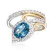 1.90 Carat London Blue Topaz and .60 ct. t.w. White Topaz Ring in Two-Tone Sterling Silver