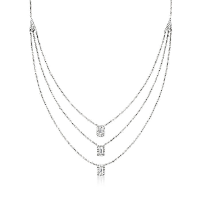 .50 ct. t.w. Diamond Three-Strand Necklace in 18kt White Gold