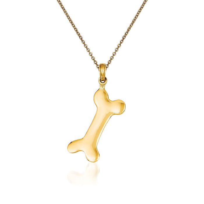 14kt Yellow Gold Dog Bone Pendant Necklace