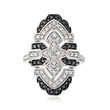 1.10 ct. t.w. Black and White Diamond Vintage-Style Ring in Sterling Silver