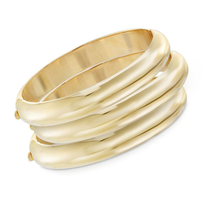 14kt Gold Over Sterling Silver Jewlery Set: Three Bangle Bracelets