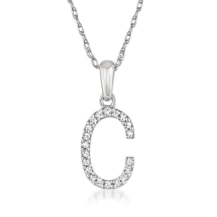 Diamond-Accented Initial Pendant Necklace in 14kt White Gold