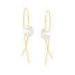 11-12mm Cultured Pearl Threader Drop Earrings in 18kt Yellow Gold