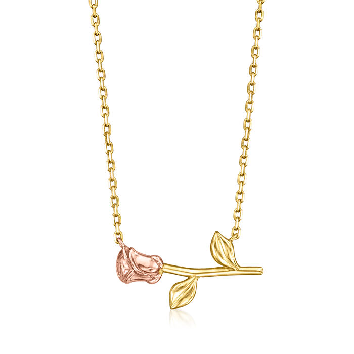 Italian 14kt Two-Tone Gold Rose Necklace