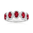 1.40 ct. t.w. Ruby Five-Stone Ring with .27 ct. t.w. Diamonds in 18kt White Gold