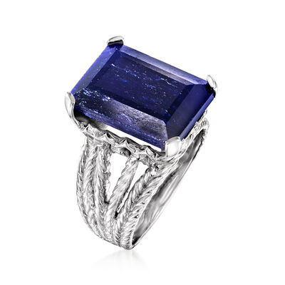 15.00 Carat Sapphire Multi-Row Ring in Sterling Silver