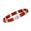 Red Jade &quot;Good Fortune&quot; Bracelet in Sterling Silver