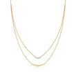 Gabriel Designs Graduated  14kt Yellow Gold Bead Double Layered Necklace with Diamond Accents